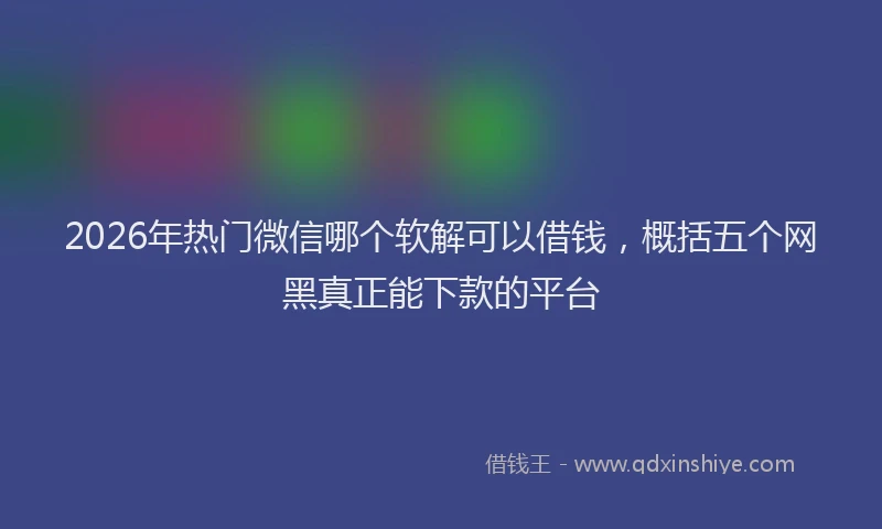 2026年热门微信哪个软解可以借钱，概括五个网黑真正能下款的平台