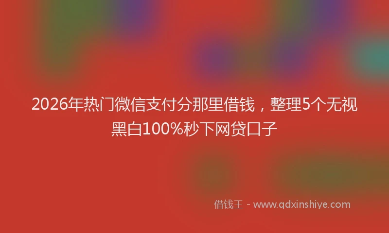 2026年热门微信支付分那里借钱，整理5个无视黑白100%秒下网贷口子