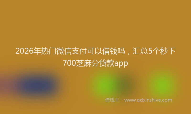 2026年热门微信支付可以借钱吗，汇总5个秒下700芝麻分贷款app