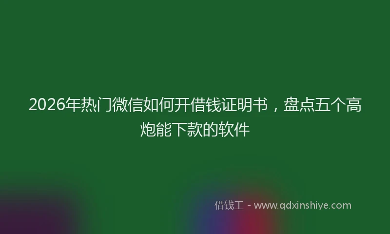 2026年热门微信如何开借钱证明书，盘点五个高炮能下款的软件