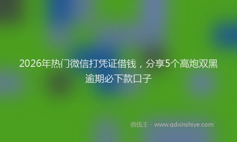 2026年热门微信打凭证借钱，分享5个高炮双黑逾期必下款口子