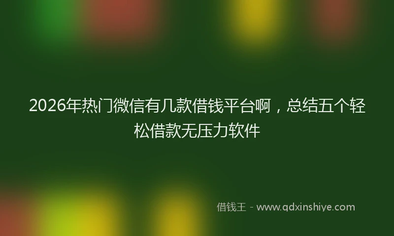 2026年热门微信有几款借钱平台啊，总结五个轻松借款无压力软件