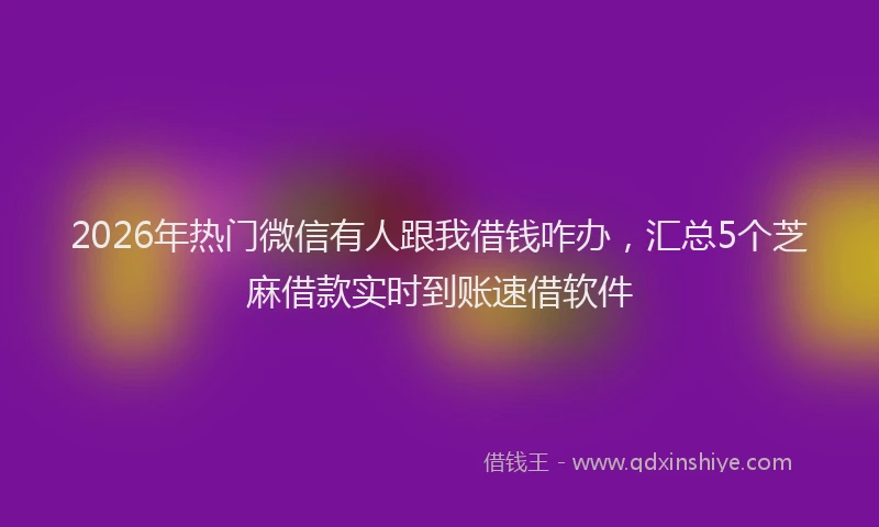 2026年热门微信有人跟我借钱咋办，汇总5个芝麻借款实时到账速借软件