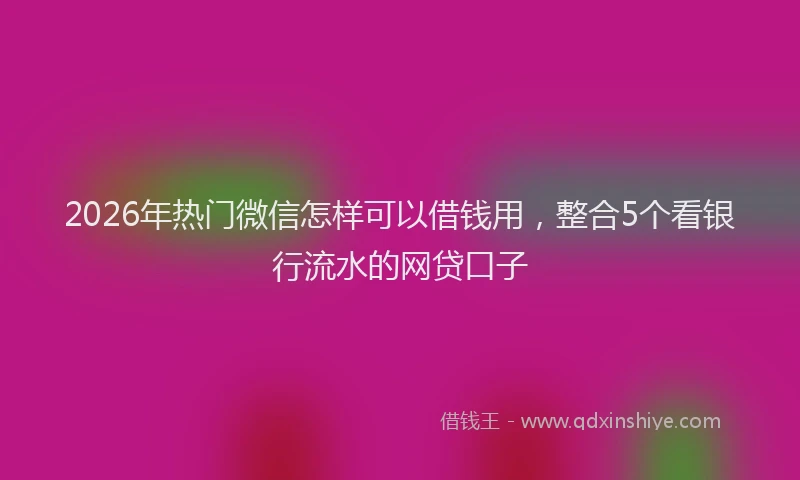2026年热门微信怎样可以借钱用，整合5个看银行流水的网贷口子