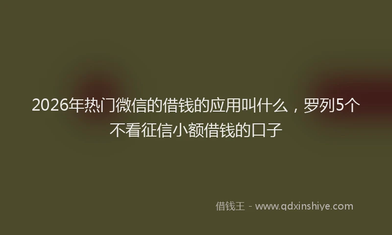 2026年热门微信的借钱的应用叫什么，罗列5个不看征信小额借钱的口子