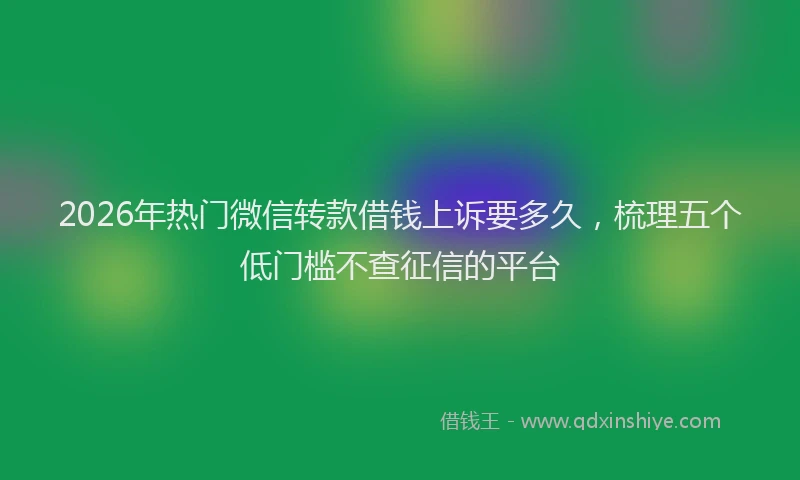 2026年热门微信转款借钱上诉要多久，梳理五个低门槛不查征信的平台