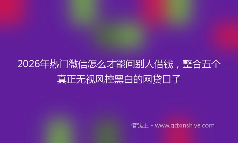 2026年热门微信怎么才能问别人借钱，整合五个真正无视风控黑白的网贷口子