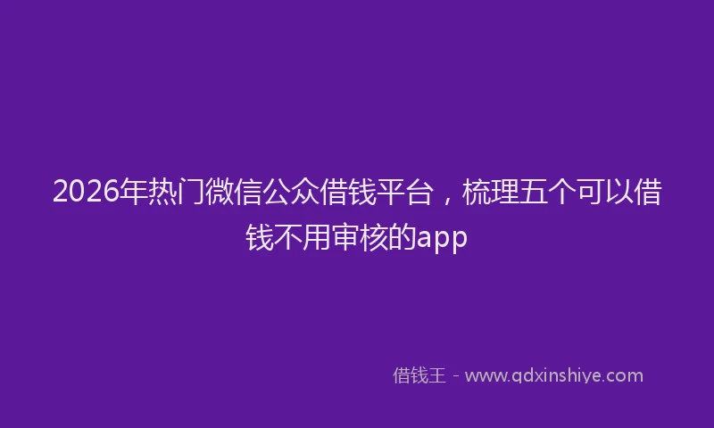 2026年热门微信公众借钱平台，梳理五个可以借钱不用审核的app