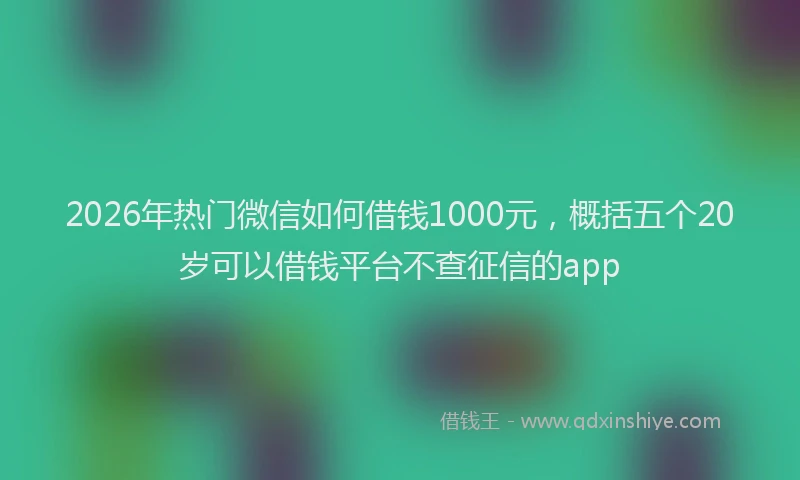 2026年热门微信如何借钱1000元，概括五个20岁可以借钱平台不查征信的app