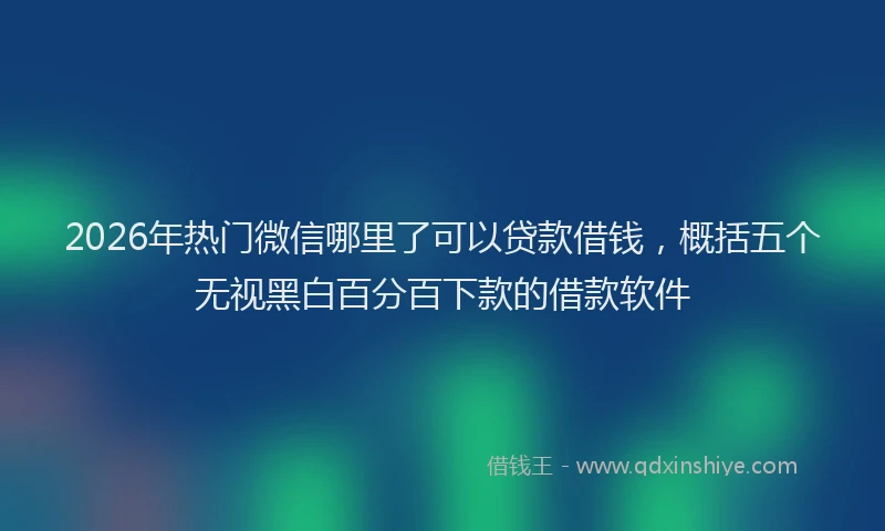 2026年热门微信哪里了可以贷款借钱，概括五个无视黑白百分百下款的借款软件