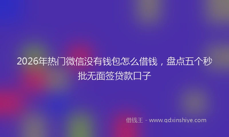 2026年热门微信没有钱包怎么借钱，盘点五个秒批无面签贷款口子