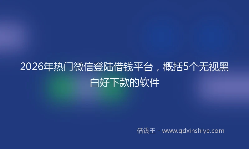 2026年热门微信登陆借钱平台，概括5个无视黑白好下款的软件