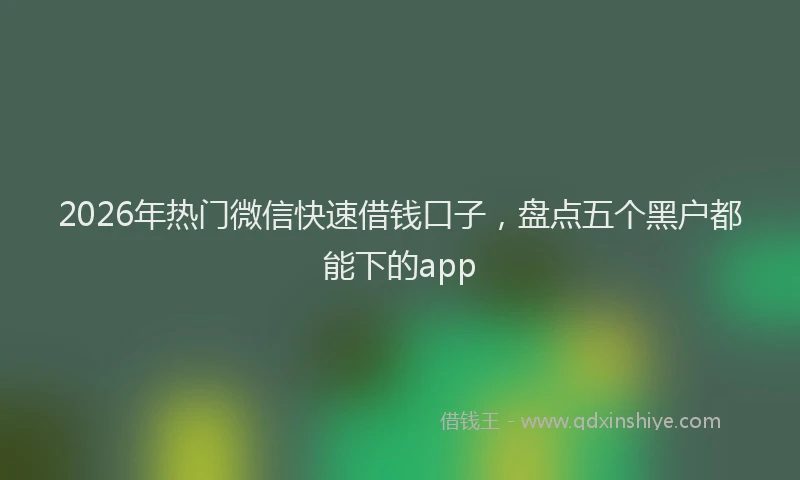 2026年热门微信快速借钱口子，盘点五个黑户都能下的app