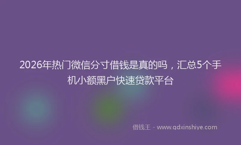 2026年热门微信分寸借钱是真的吗，汇总5个手机小额黑户快速贷款平台
