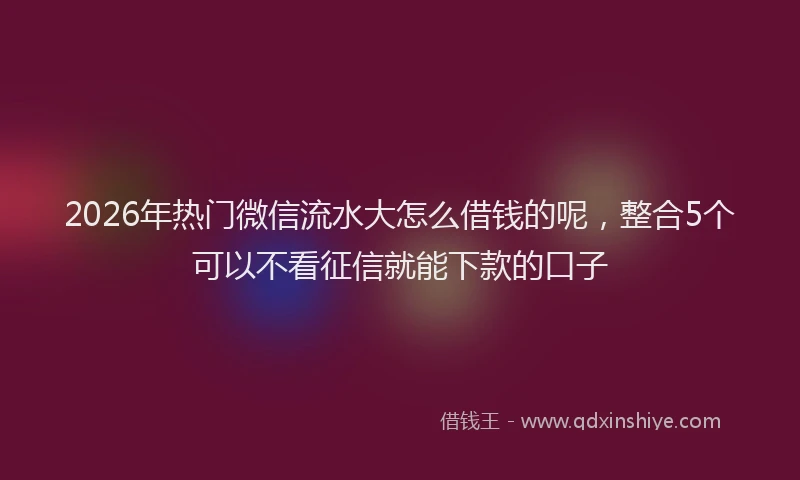 2026年热门微信流水大怎么借钱的呢，整合5个可以不看征信就能下款的口子