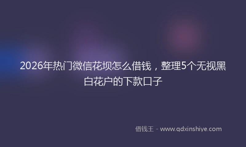 2026年热门微信花坝怎么借钱，整理5个无视黑白花户的下款口子