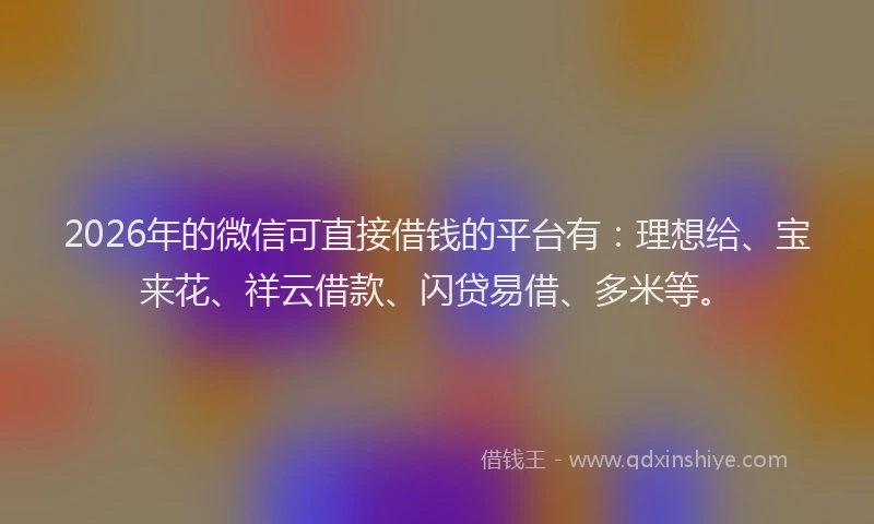 2026年的微信可直接借钱的平台有:理想给、宝来花、祥云借款、闪贷易借、多米等。