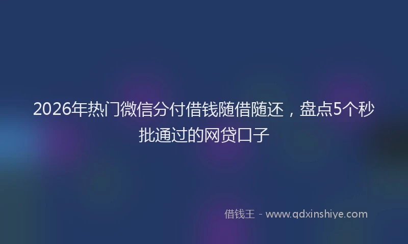 2026年热门微信分付借钱随借随还，盘点5个秒批通过的网贷口子