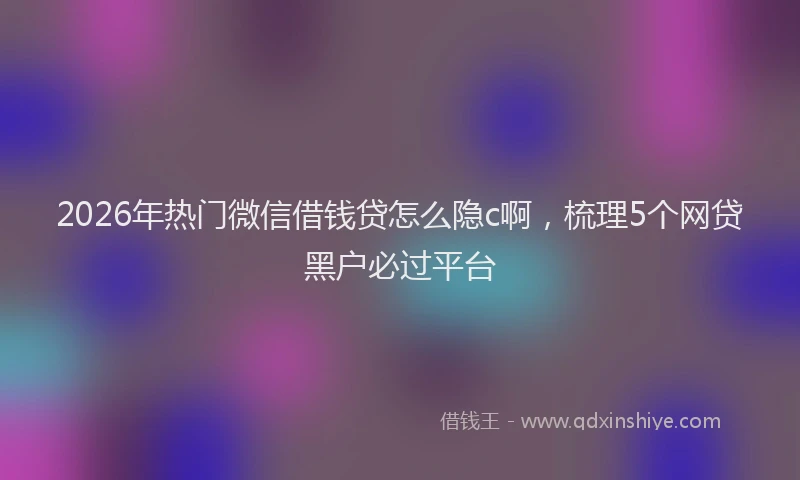 2026年热门微信借钱贷怎么隐c啊，梳理5个网贷黑户必过平台