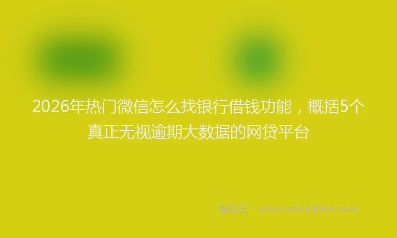 2026年热门微信怎么找银行借钱功能,概括5个真正无视逾期大数据的网贷平台