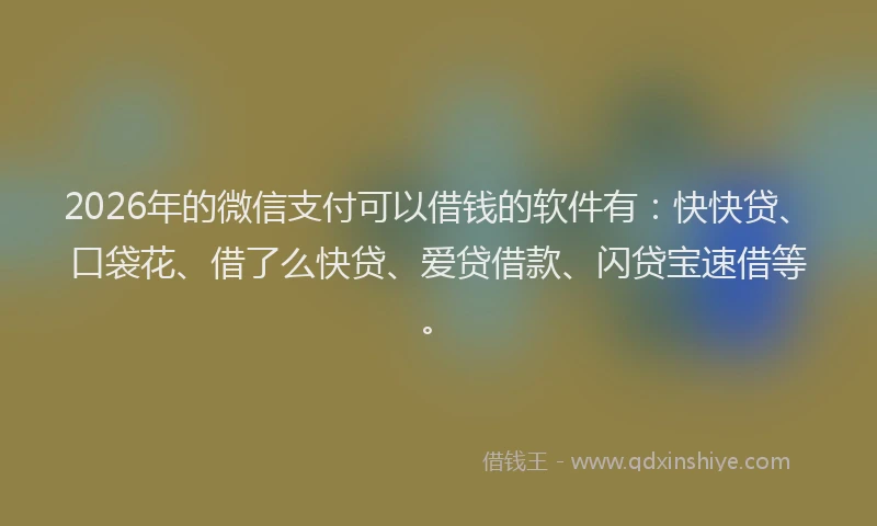 2026年的微信支付可以借钱的软件有：快快贷、口袋花、借了么快贷、爱贷借款、闪贷宝速借等。