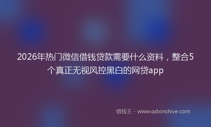 2026年热门微信借钱贷款需要什么资料，整合5个真正无视风控黑白的网贷app