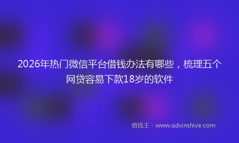 2026年热门微信平台借钱办法有哪些，梳理五个网贷容易下款18岁的软件