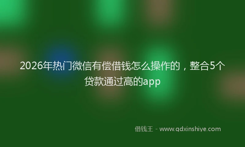 2026年热门微信有偿借钱怎么操作的，整合5个贷款通过高的app