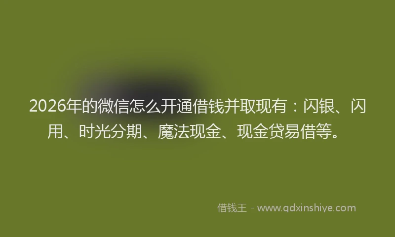 2026年的微信怎么开通借钱并取现有:闪银、闪用、时光分期、魔法现金、现金贷易借等。