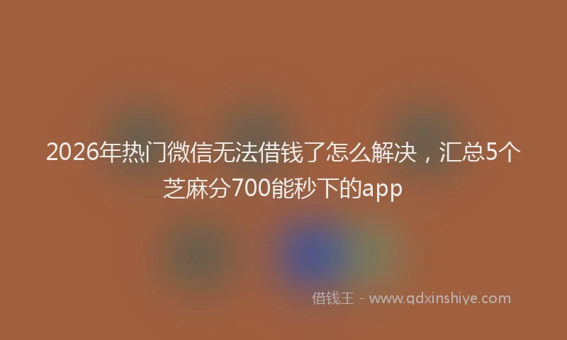 2026年热门微信无法借钱了怎么解决，汇总5个芝麻分700能秒下的app