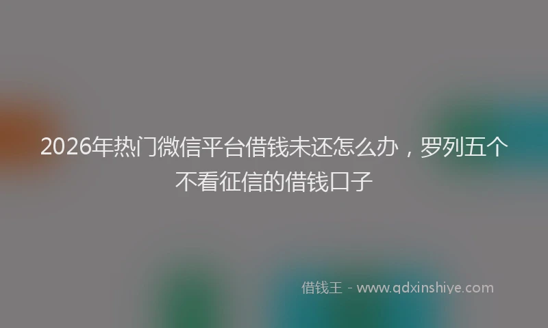 2026年热门微信平台借钱未还怎么办，罗列五个不看征信的借钱口子
