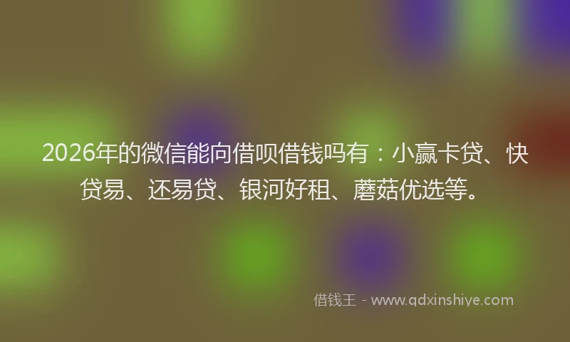 2026年的微信能向借呗借钱吗有：小赢卡贷、快贷易、还易贷、银河好租、蘑菇优选等。