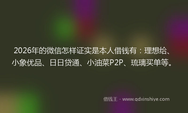 2026年的微信怎样证实是本人借钱有：理想给、小象优品、日日贷通、小油菜P2P、琉璃买单等。