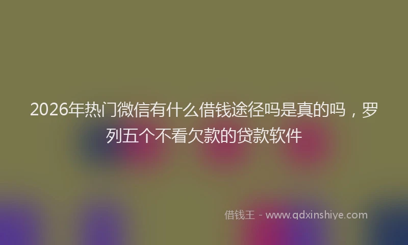 2026年热门微信有什么借钱途径吗是真的吗，罗列五个不看欠款的贷款软件