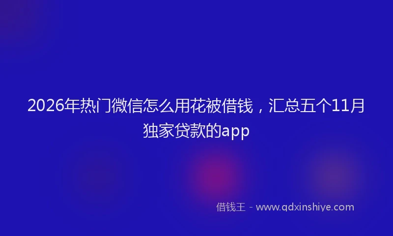 2026年热门微信怎么用花被借钱，汇总五个11月独家贷款的app