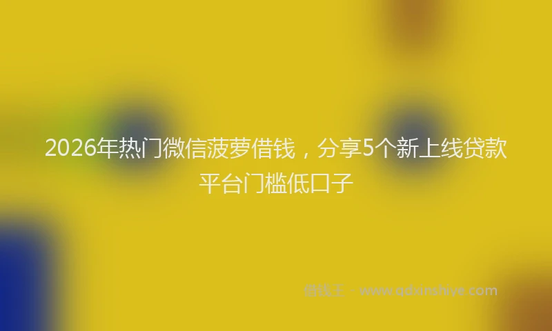 2026年热门微信菠萝借钱，分享5个新上线贷款平台门槛低口子