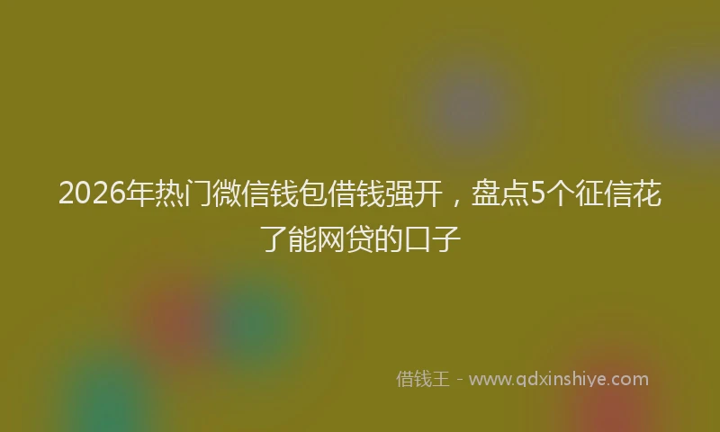 2026年热门微信钱包借钱强开，盘点5个征信花了能网贷的口子