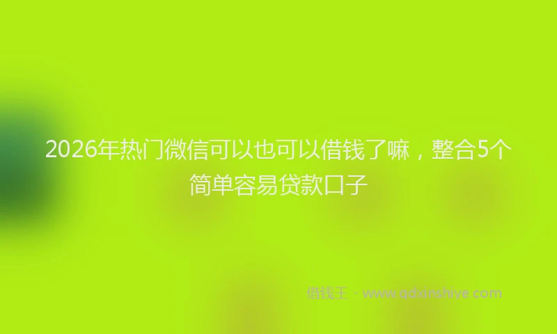 2026年热门微信可以也可以借钱了嘛，整合5个简单容易贷款口子