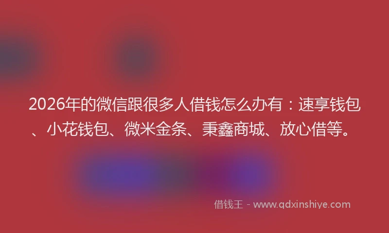 2026年的微信跟很多人借钱怎么办有：速享钱包、小花钱包、微米金条、秉鑫商城、放心借等。