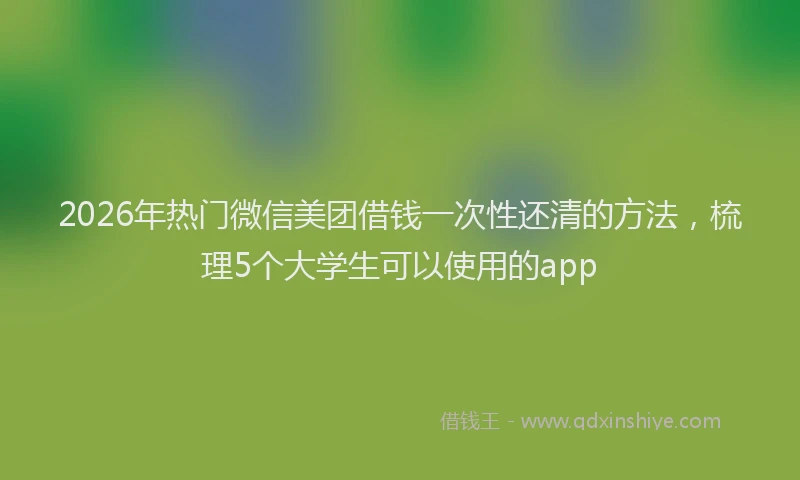 2026年热门微信美团借钱一次性还清的方法，梳理5个大学生可以使用的app