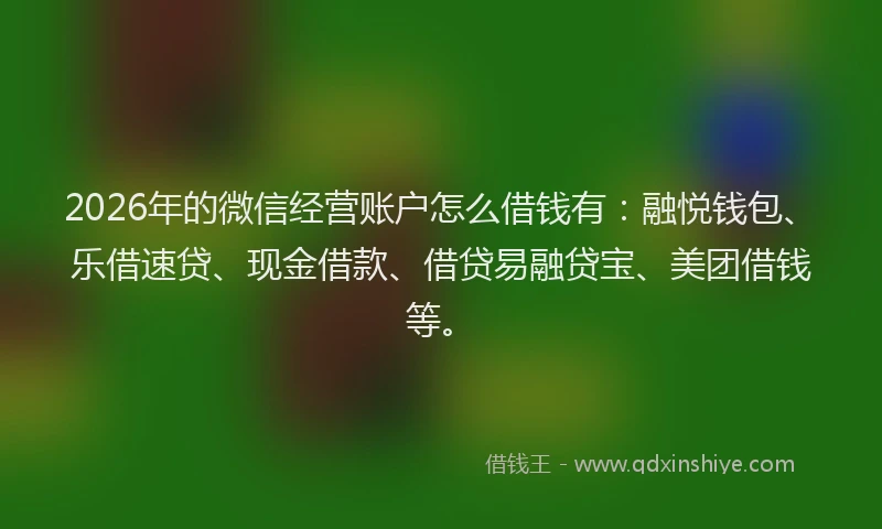 2026年的微信经营账户怎么借钱有：融悦钱包、乐借速贷、现金借款、借贷易融贷宝、美团借钱等。