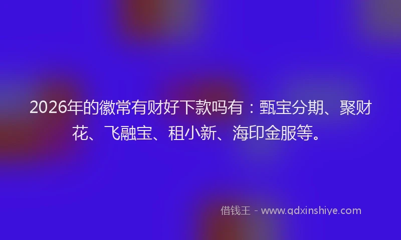 2026年的徽常有财好下款吗有：甄宝分期、聚财花、飞融宝、租小新、海印金服等。