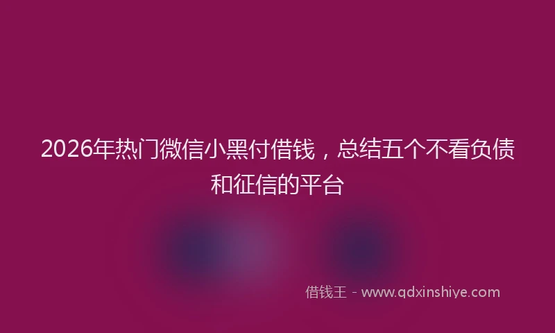 2026年热门微信小黑付借钱，总结五个不看负债和征信的平台