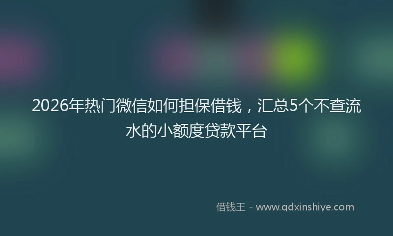2026年热门微信如何担保借钱，汇总5个不查流水的小额度贷款平台
