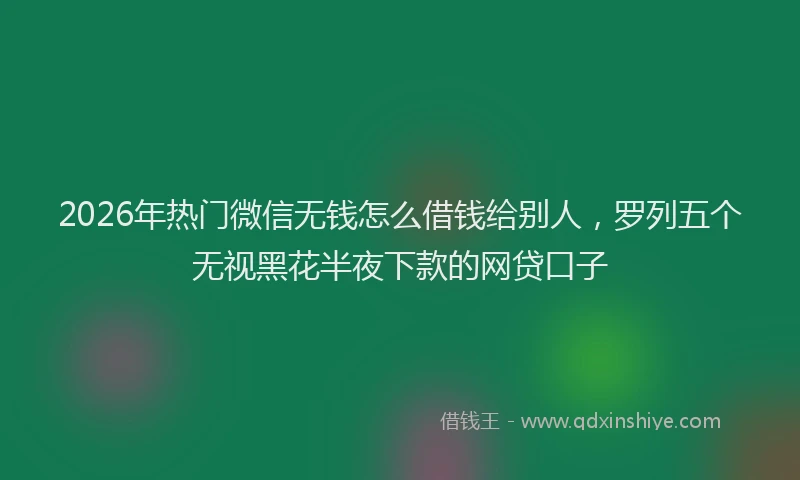 2026年热门微信无钱怎么借钱给别人，罗列五个无视黑花半夜下款的网贷口子