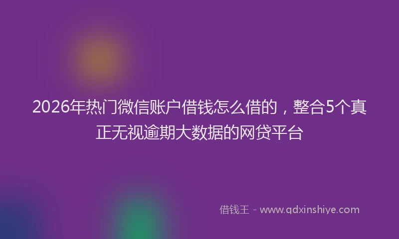 2026年热门微信账户借钱怎么借的，整合5个真正无视逾期大数据的网贷平台