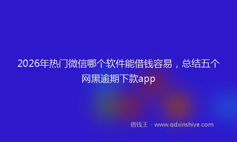 2026年热门微信哪个软件能借钱容易，总结五个网黑逾期下款app