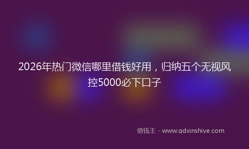 2026年热门微信哪里借钱好用，归纳五个无视风控5000必下口子
