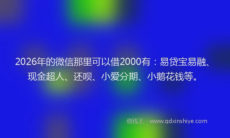 2026年的微信那里可以借2000有：易贷宝易融、现金超人、还呗、小爱分期、小鹅花钱等。