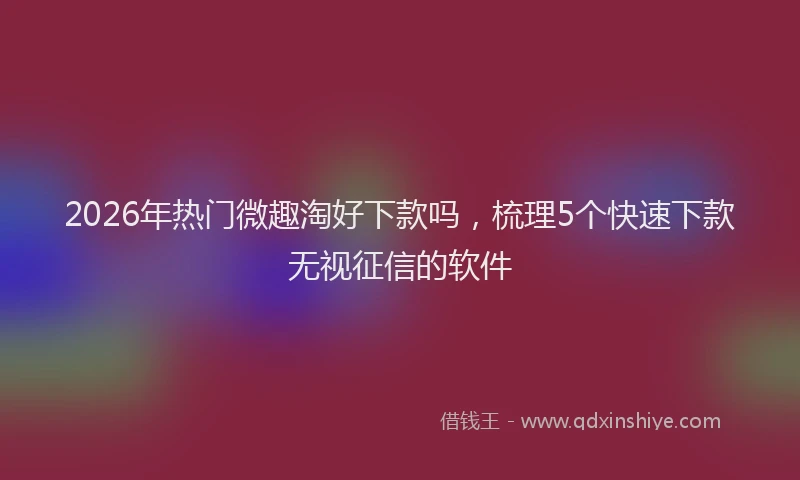 2026年热门微趣淘好下款吗，梳理5个快速下款无视征信的软件